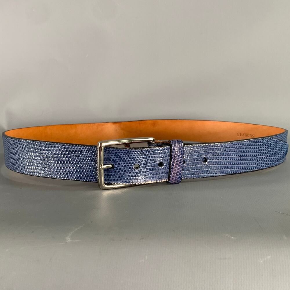 MARTIN DINGMAN Size 38 Blue Silver 5000713 Lizard Belt